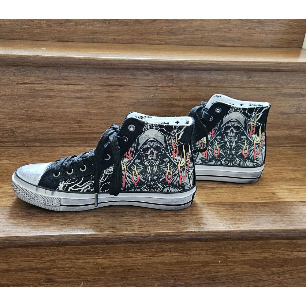 Affliction Phantom Fire Streetwear Skate High Tops Size 8 SOLD OUT New